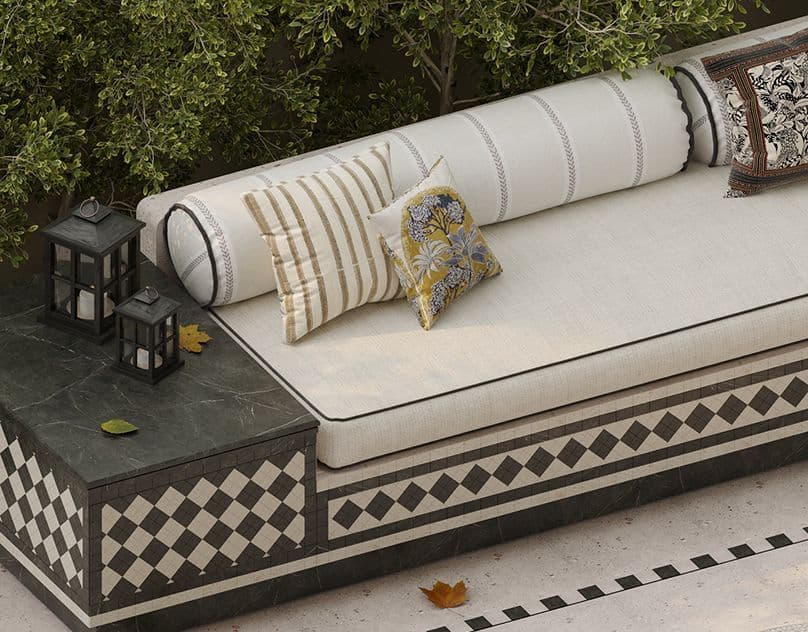 Banquette Extérieure Avec Lanternes